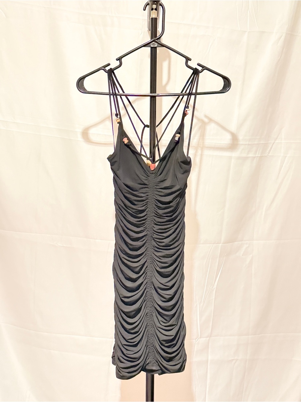A.L.C. Anya Mini Dress with Beaded Straps - US Small, Black